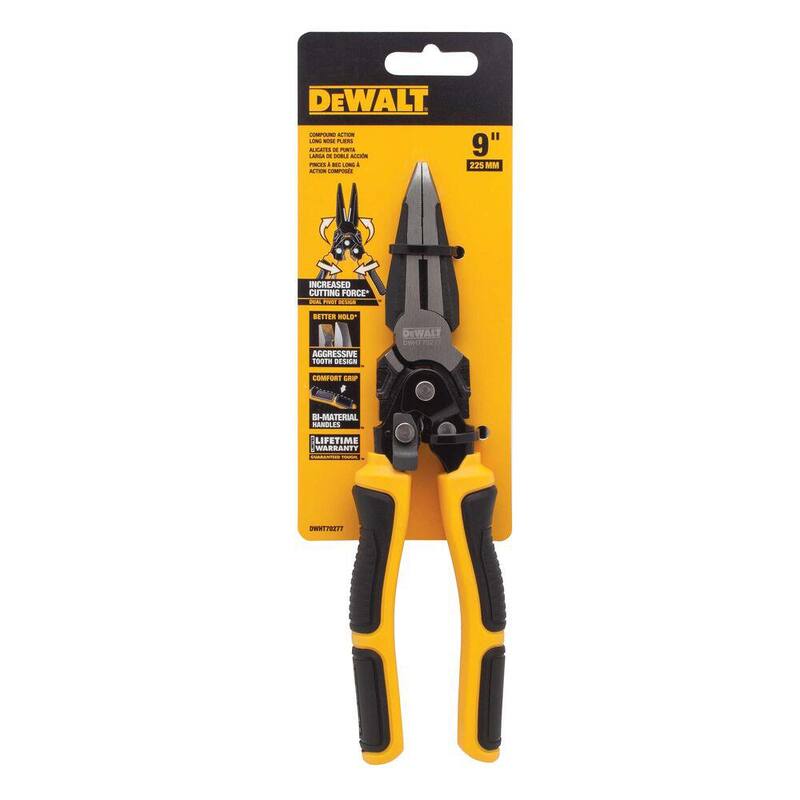 Pinzas de nariz larga de acción compuesta DEWALT de 8 pulgadas - DWHT70277