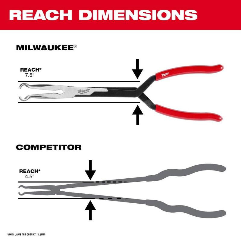 Juego de alicates de punta larga de Milwaukee con agarre para manguera y agarre antideslizante (3 piezas) - 48-22-6563