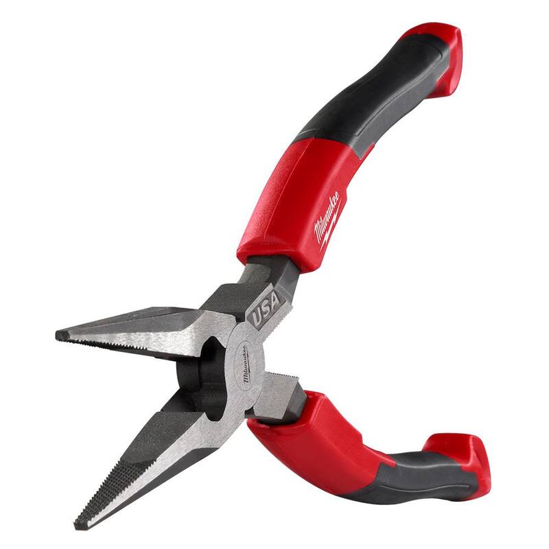 Pinzas de punta larga de 8 pulgadas Milwaukee con extractor de cinta para pescar y mango con agarre cómodo - MT555