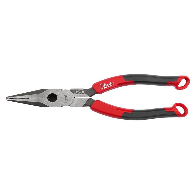 Pinzas de punta larga de 8 pulgadas Milwaukee con extractor de cinta para pescar y mango con agarre cómodo - MT555