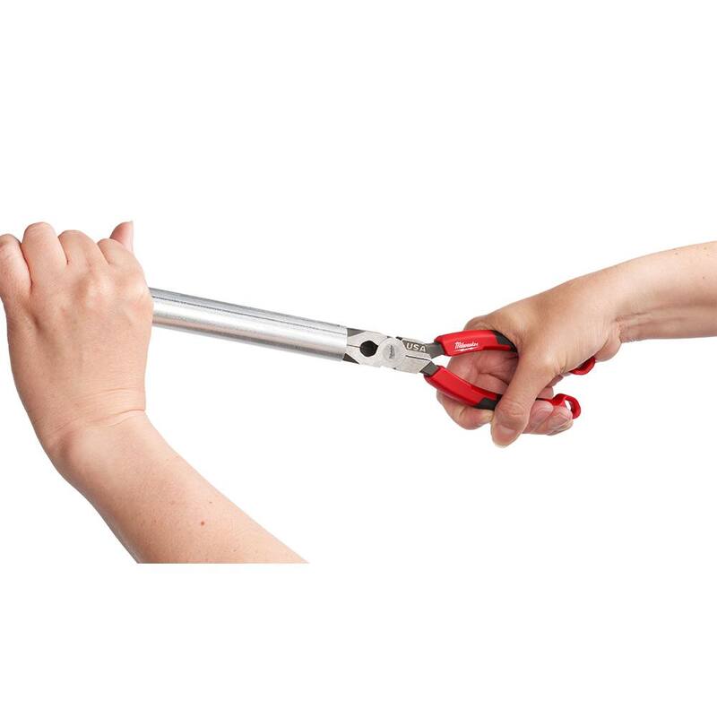 Pinzas de punta larga de 8 pulgadas Milwaukee con extractor de cinta para pescar y mango con agarre cómodo - MT555