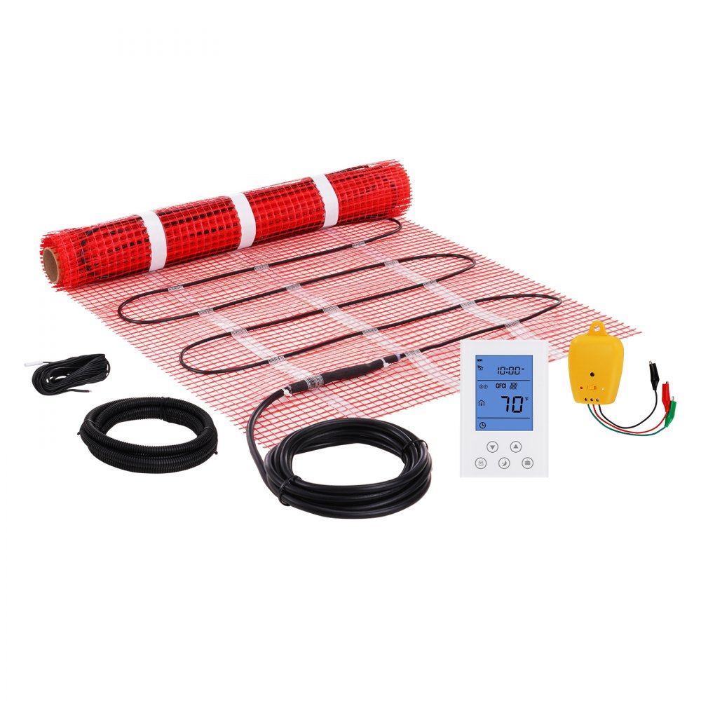 VEVOR Floor Heating Mat, 10 Sq.ft, Electric Radiant In-Floor Heated Warm System with Digital Floor Sensing Thermostat, Includes Installation Monitor, Adhesive Back for Easy Installation on The Floor - ZZWZDBCNXTHCMTCBZV6