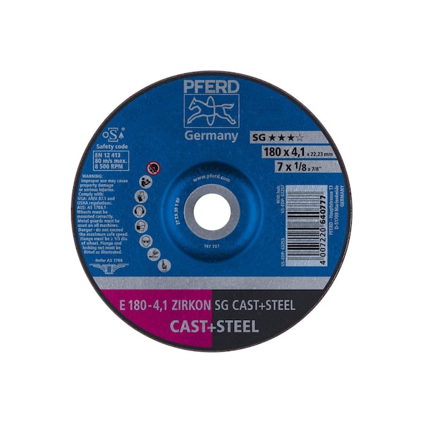 Rueda para tuberías de Pferd, 4.1mm, Tipo 27, 7" x 1/8 - 63253
