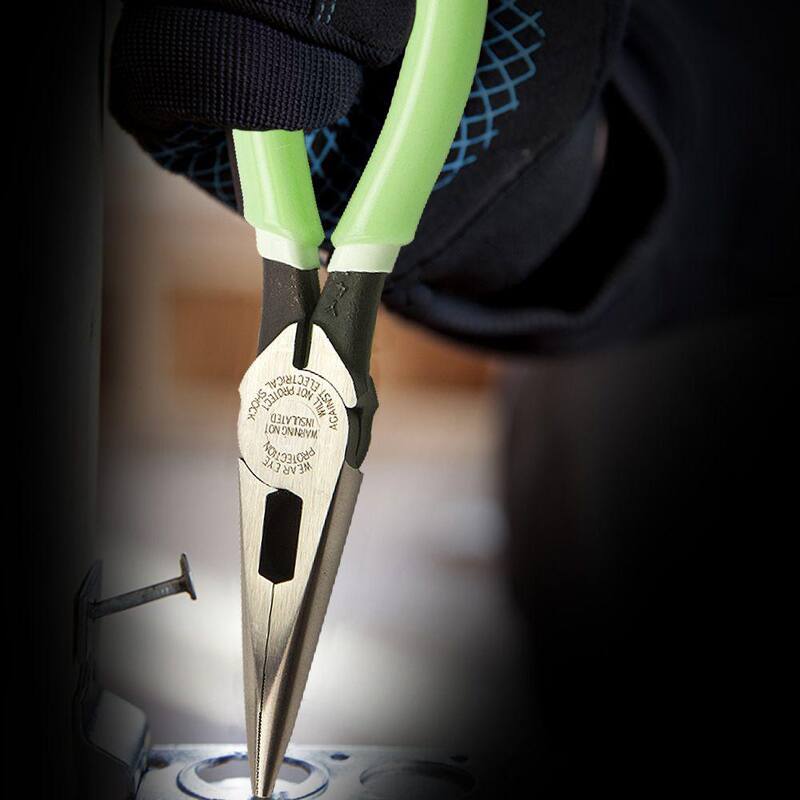 Plumillas de corte lateral de punta larga Hi-Viz de Klein Tools - D203-8-GLW