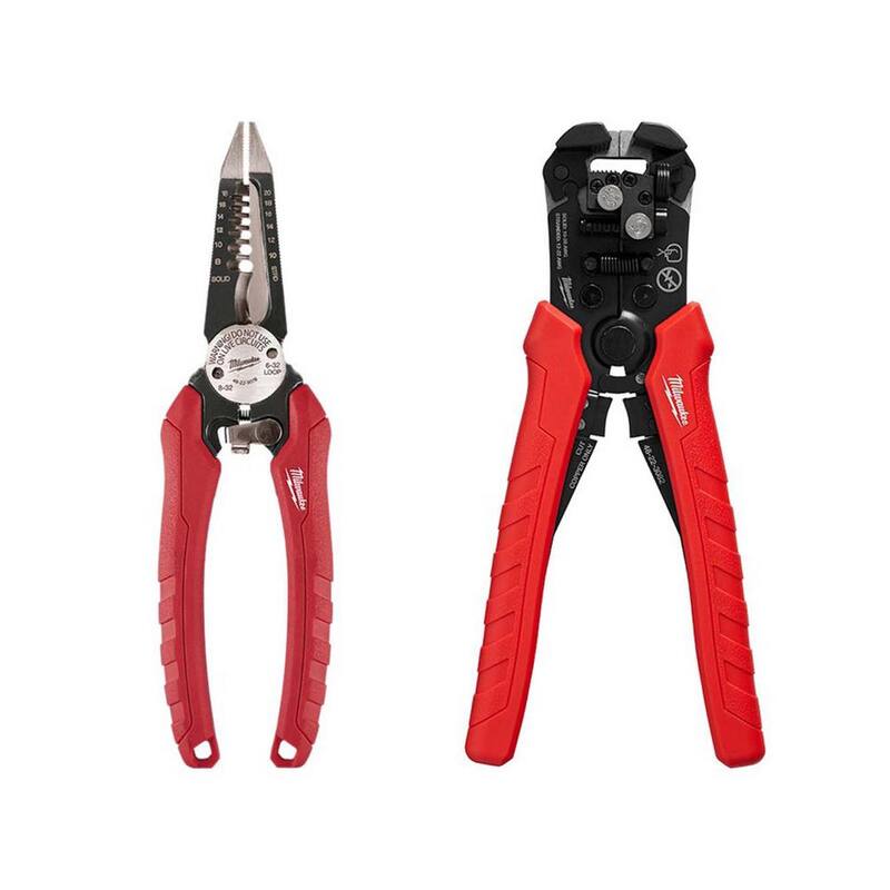 Milwaukee 7.75 pulg. Combinación de Electricistas 6 en 1 Cortadores de Alambre y Pinzas con Pelacables y Cortador Automático de Alambre (2 Piezas) - 48-22-3079-48-22-3082