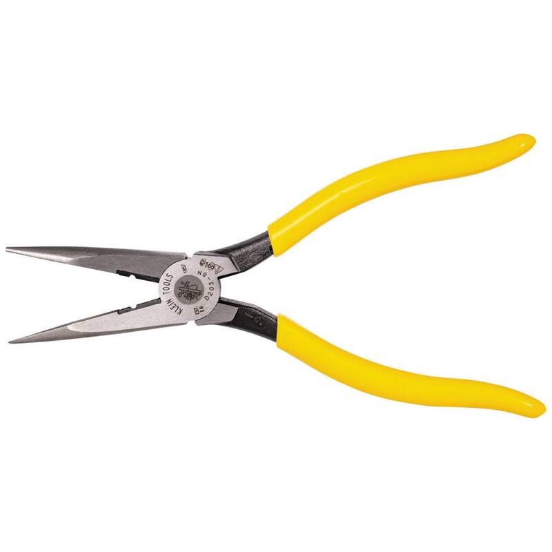 Herramientas Klein 8 pulgadas. Alicates de corte lateral de nariz larga de servicio pesado para pelar cables - D203-8N