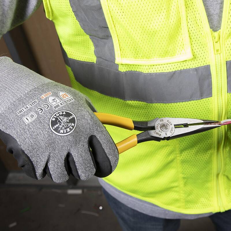 Herramientas Klein 8 pulgadas. Alicates de corte lateral de nariz larga de servicio pesado para pelar cables - D203-8N