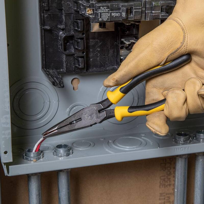 Herramientas Klein 8 pulgadas. Alicates de corte lateral de nariz larga de servicio pesado para pelar cables - D203-8N