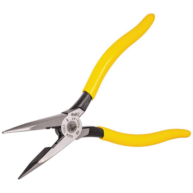 Herramientas Klein 8 pulgadas. Alicates de corte lateral de nariz larga de servicio pesado para pelar cables - D203-8N