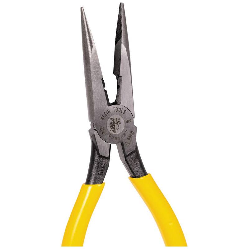 Herramientas Klein 8 pulgadas. Alicates de corte lateral de nariz larga de servicio pesado para pelar cables - D203-8N