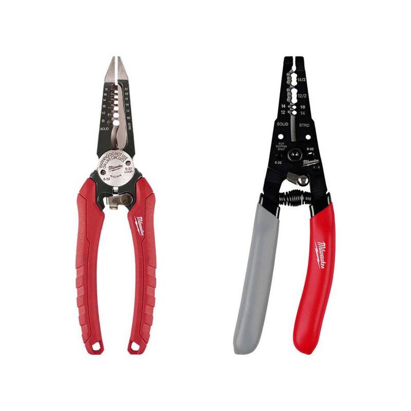 Milwaukee 7.75 pulgadas Combinación Electricians 6-en-1 Pelacables Alicates con Pelacables y Cortador de Alambre NM de calibre 12-16 (2 piezas) - 48-22-3079-48-22-3081