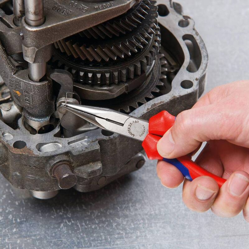Pinzas de punta larga KNIPEX de 6 pulgadas con cortador y mango con agarre cómodo - 25 02 160.
