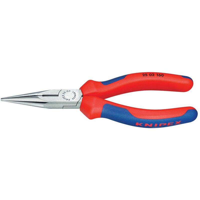 Pinzas de punta larga KNIPEX de 6 pulgadas con cortador y mango con agarre cómodo - 25 02 160.