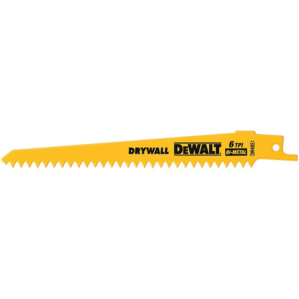 Dewalt 6" 6 TPI Plaster Cutting Bi-Metal Reciprocating Saw Blade (5 pack) - DW4851
