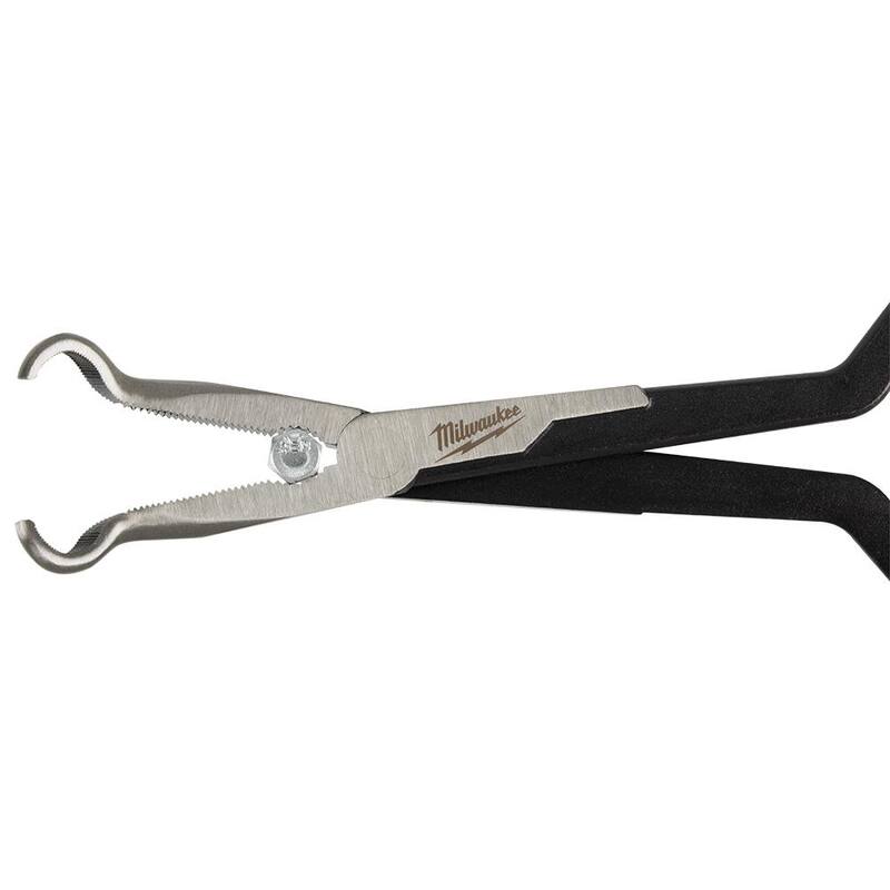 Pinzas de nariz larga Milwaukee de 13 pulgadas con agarre para manguera de 5/16 pulgadas y agarre antideslizante - 48-22-6560