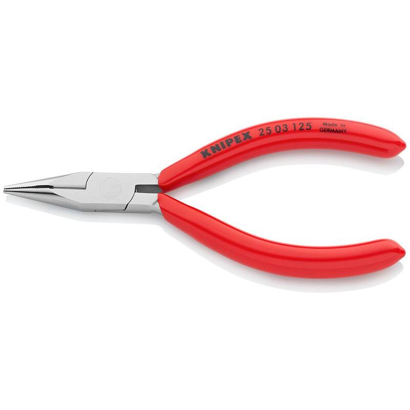 Pinzas de punta larga KNIPEX de 5 pulgadas con cortador y baño de cromo - 25 03 125