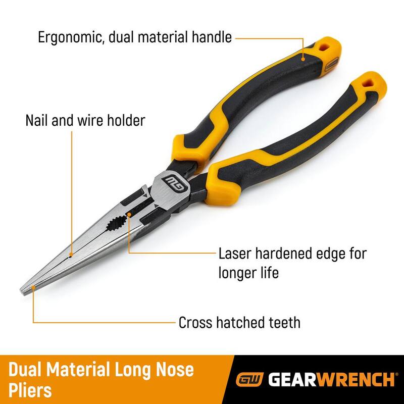 Pinzas de nariz larga de doble material PITBULL GEARWRENCH de 6" - 82176C-06.