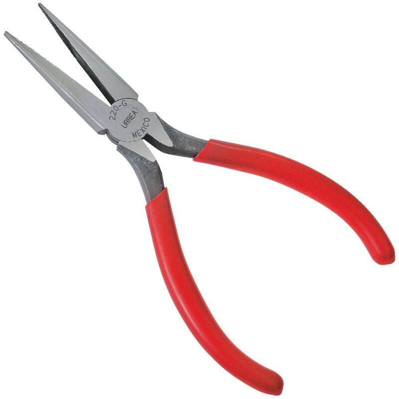 Pinzas de punta larga con agarre de hule de 6-5/8 pulgadas URREA Sin cortar - 220G