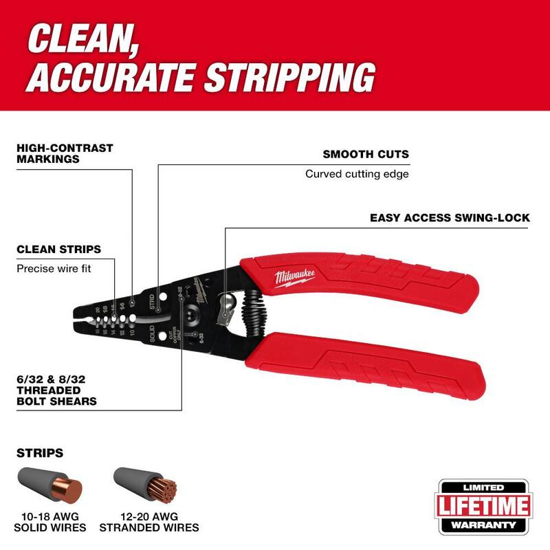 Milwaukee 7.75 pulgadas. Alicate combinado de electricista 6 en 1 con cortadora y peladora de cable de 10-18 AWG (2 piezas) - 48-22-3079-48-22-3050.