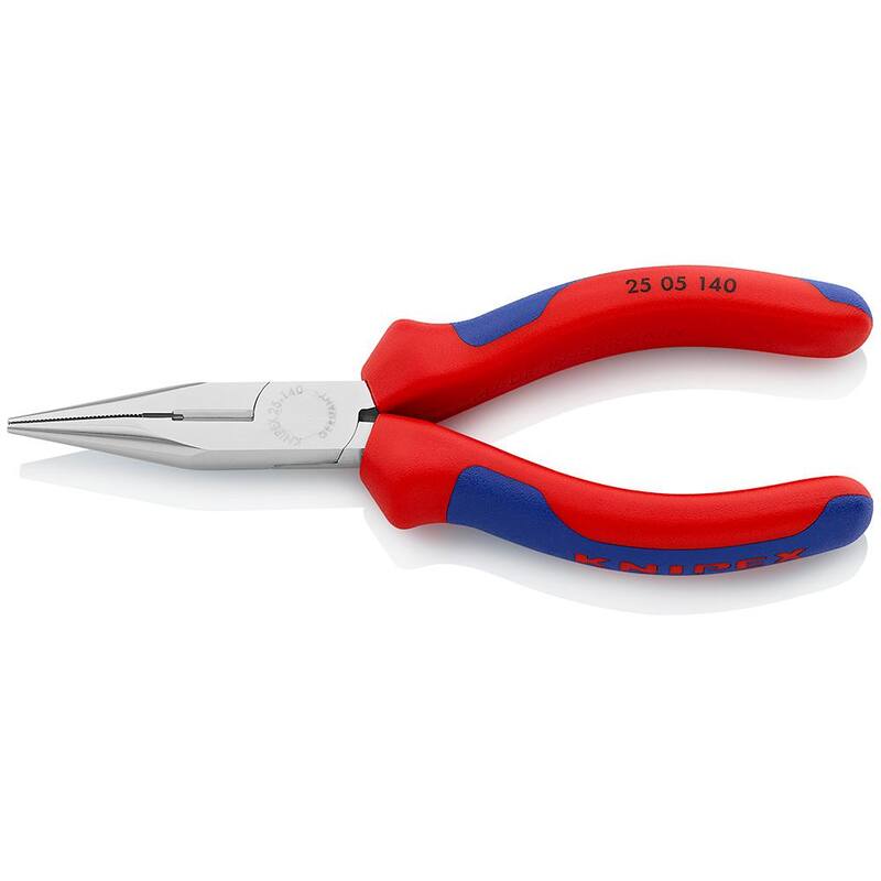 Pinzas de punta larga KNIPEX de 5-1/2 pulgadas con cortador, empuñadura antideslizante y recubrimiento cromado - 25 05 140