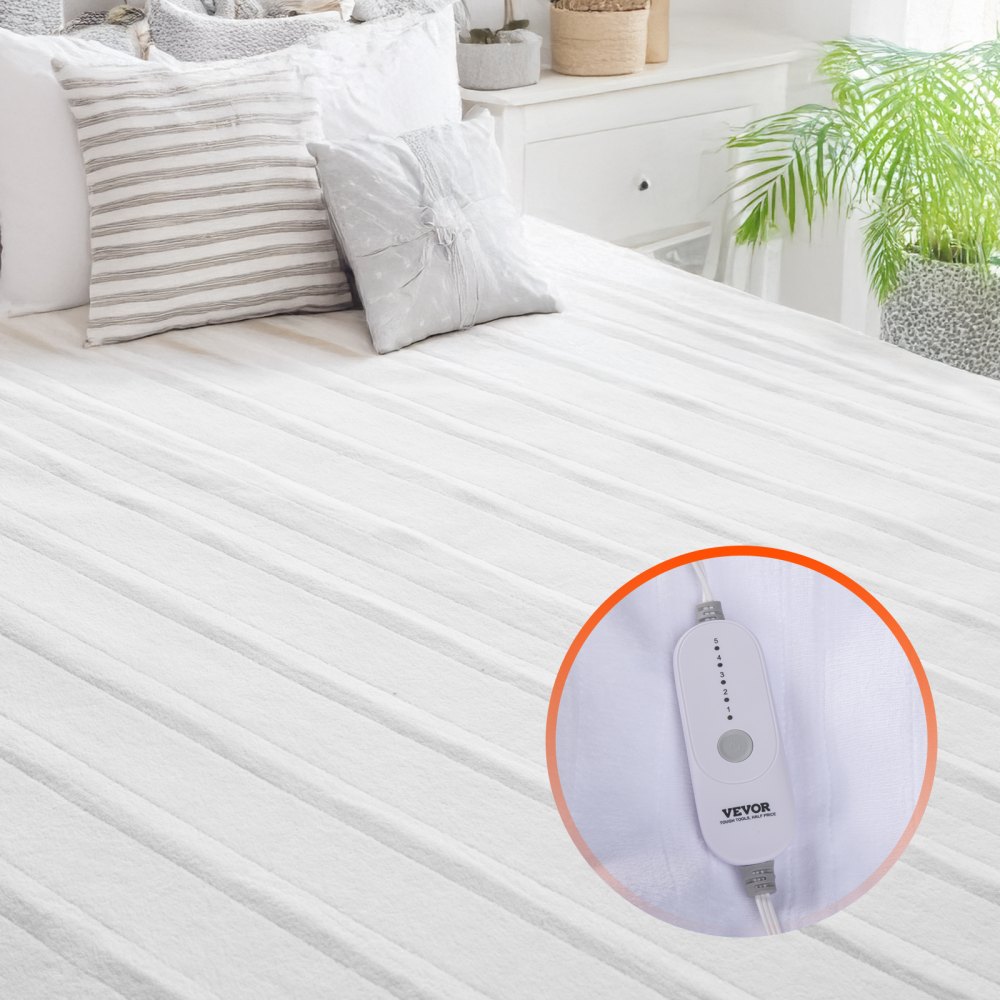 VEVOR Heated Mattress Pad 78x80 in King Electric Warmer Coral Fleece Auto Off - DRTDT7880INCGMT16V1