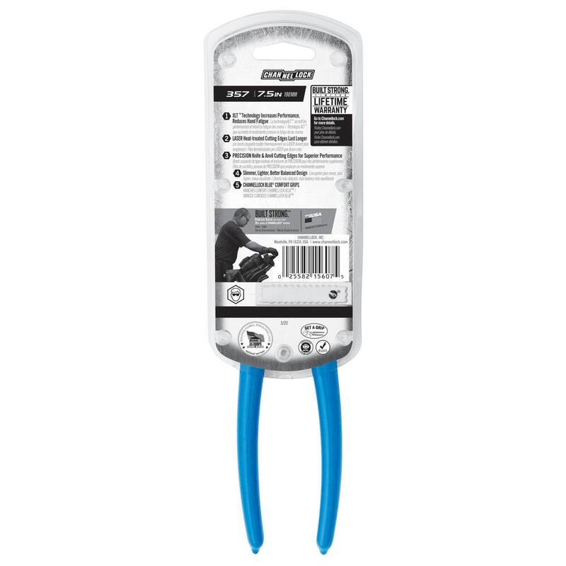 Pinzas de corte transversal Channellock de 7-1/2 pulgadas con cortador de extremo - 357