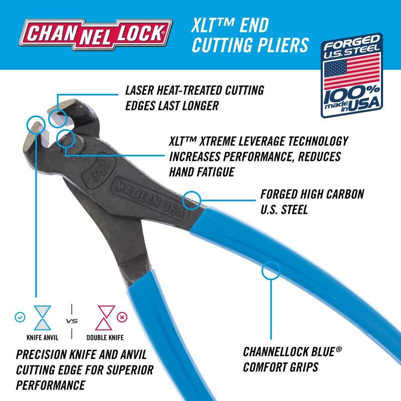 Pinzas de corte transversal Channellock de 7-1/2 pulgadas con cortador de extremo - 357