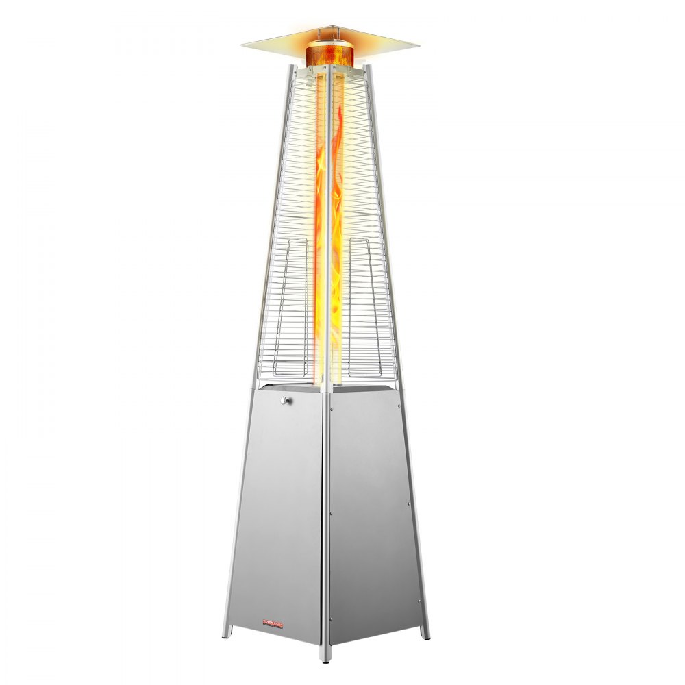VEVOR Propane Patio Heater 48000BTU Pyramid w/Wheels for Outdoor Patio Silver - GDSBWJRQYS48VVIM3V9