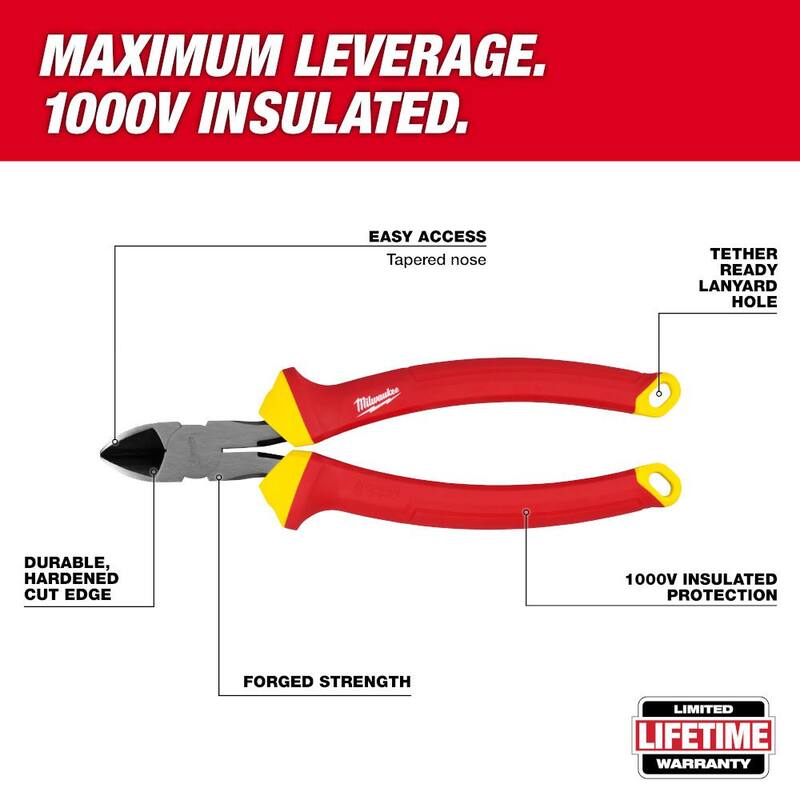 Pinzas de corte diagonal aisladas de 8 pulgadas Milwaukee 1000V - 48-22-2208