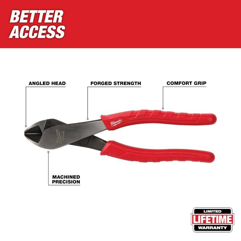 Pinza de corte diagonal Milwaukee de 8 pulgadas con cabeza angulada - 48-22-6128