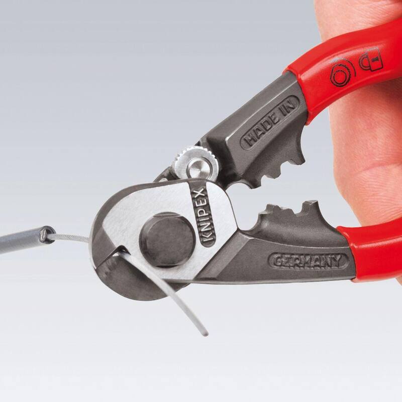 KNIPEX Cortacables de alambre de acero forjado de alta resistencia de 7-1/2 pulgadas con filo de corte de 64 HRC - 95 61 190
