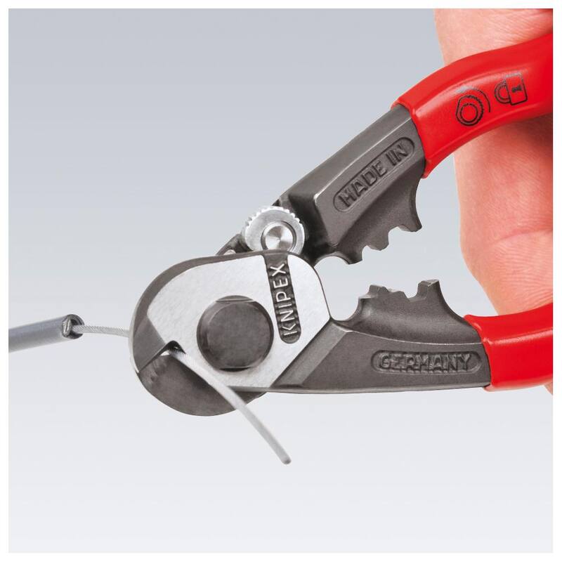 KNIPEX Cortacables de alambre de acero forjado de alta resistencia de 7-1/2 pulgadas con filo de corte de 64 HRC - 95 61 190
