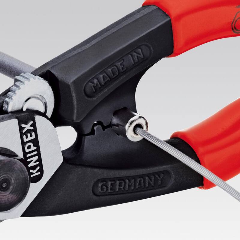 KNIPEX Cortacables de alambre de acero forjado de alta resistencia de 7-1/2 pulgadas con filo de corte de 64 HRC - 95 61 190