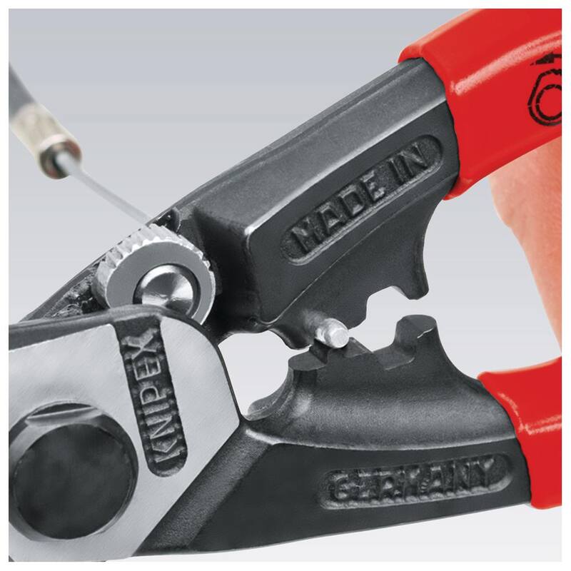 KNIPEX Cortacables de alambre de acero forjado de alta resistencia de 7-1/2 pulgadas con filo de corte de 64 HRC - 95 61 190