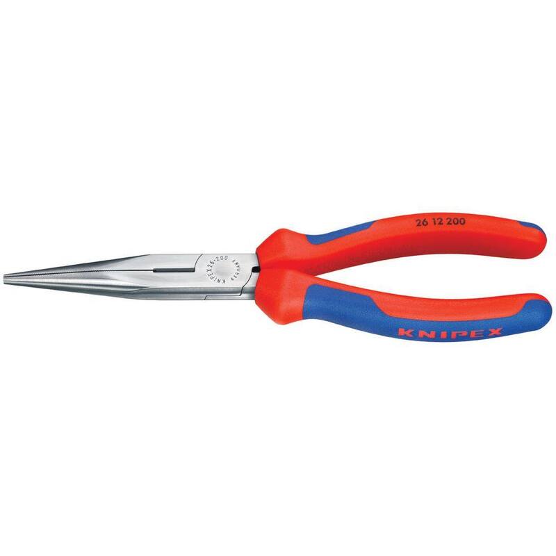 Pinzas de punta larga de acero forjado de alta resistencia KNIPEX de 8 pulgadas con filo de corte de 61 HRC y agarre ergonómico de múltiples componentes - 26 12 200