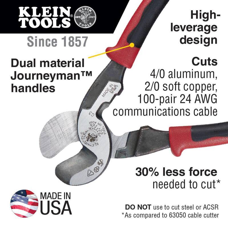 Cortador de cables de alto apalancamiento Klein Tools Journeyman con pelado - J63225NSEN