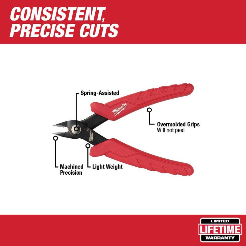Pinzas de corte Mini y pinzas de presión Milwaukee de 4.75 pulgadas y 7 pulgadas (paquete de 2) - 48-22-6105-48-22-6407