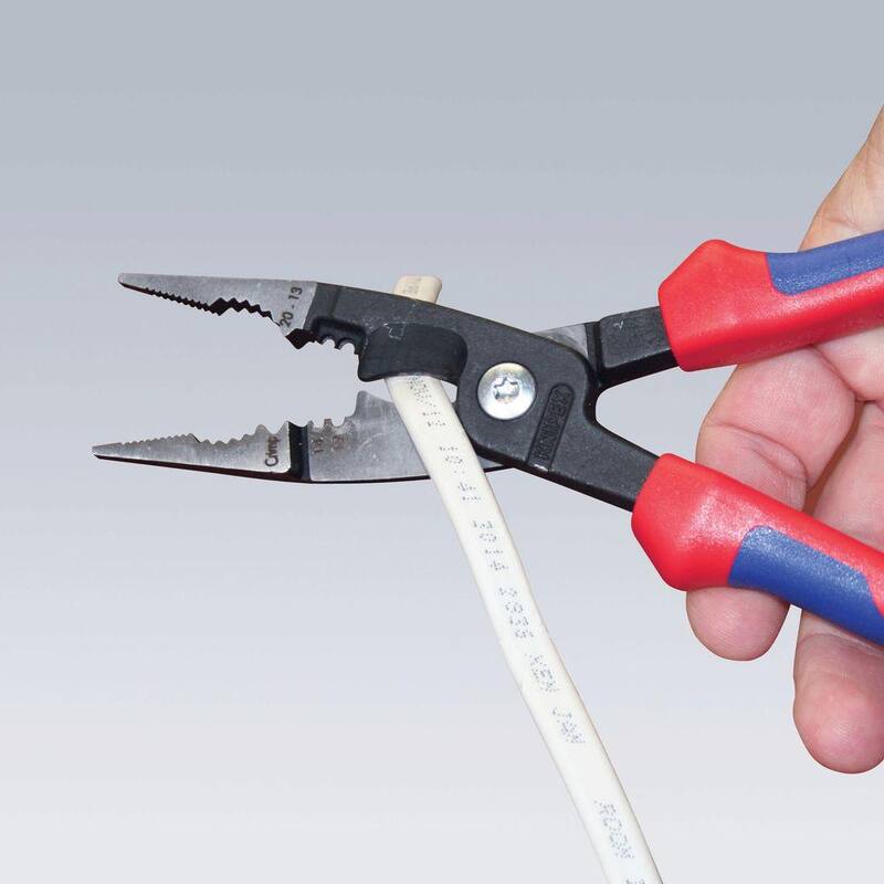 KNIPEX Alicate de instalación eléctrica de acero forjado resistente de 6 en 1 con mango de varios componentes - 13 82 200 SB
