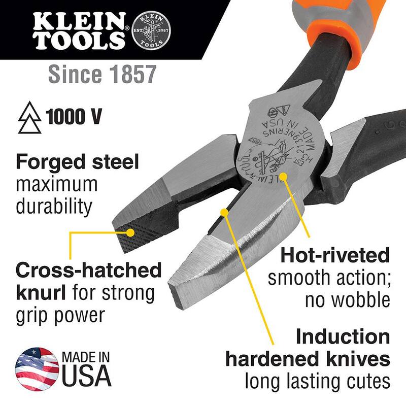 Herramientas Klein 9 pulgadas. Pinzas aisladas, cortadores laterales - 2139NERINSSEN