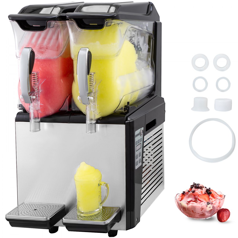 VEVOR 110V Slushy Machine 20L Double Bowl  Frozen Drink Maker 900W Automatic Clean Day and Night Modes for Supermarkets Cafes Restaurants Snack Bars Commercial Use - XRJ2GXRJ10LX20001V1