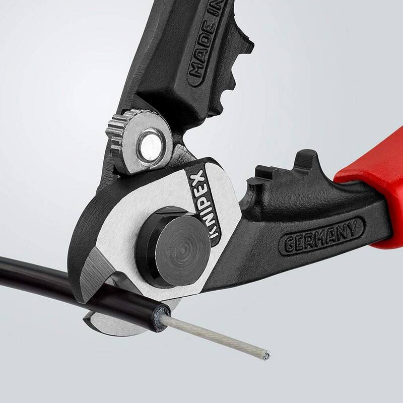 Cortadores de cable de alambre KNIPEX de 7.5 pulgadas con mangos ergonómicos - 95 62 190