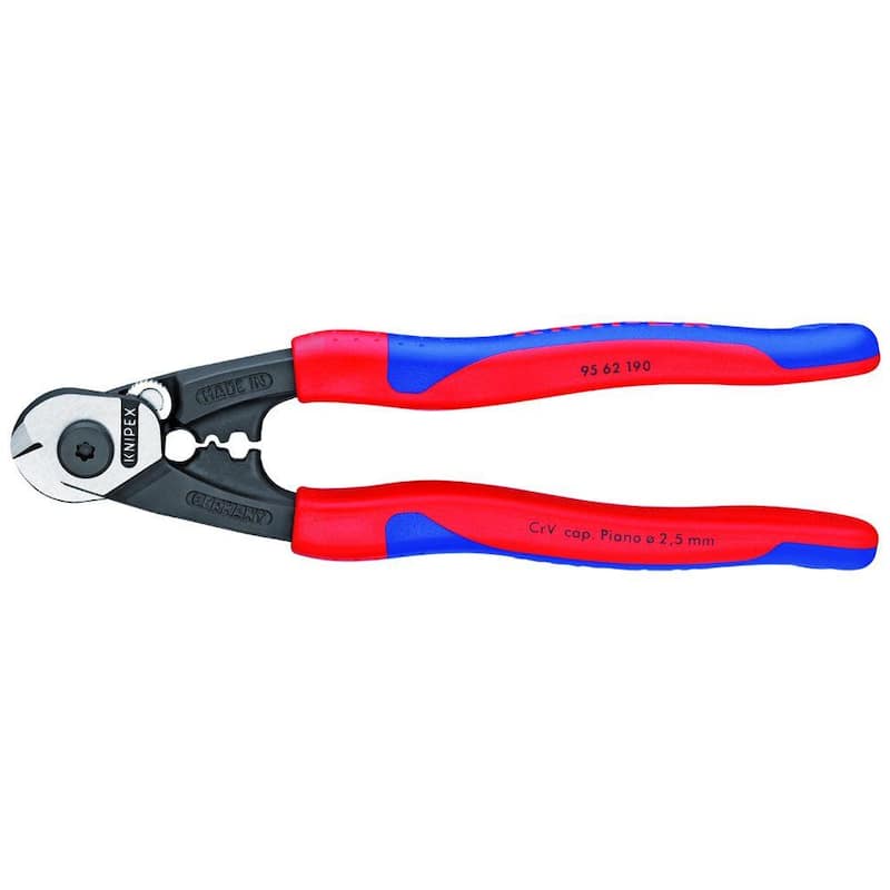 Cortadores de cable de alambre KNIPEX de 7.5 pulgadas con mangos ergonómicos - 95 62 190