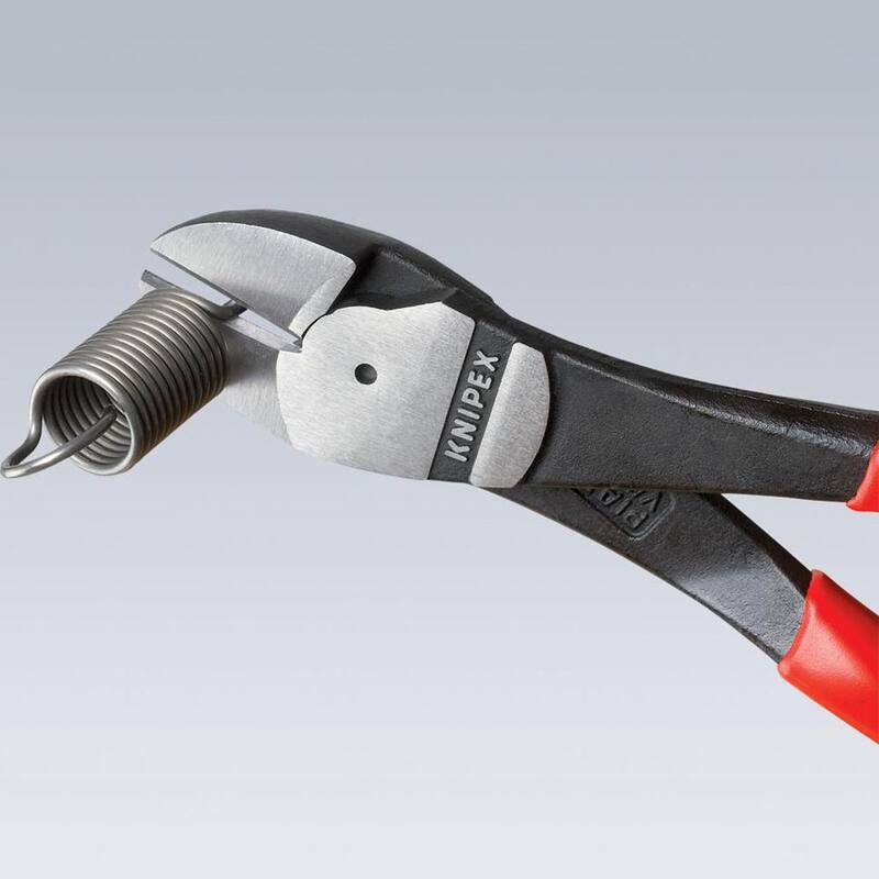 Pinzas de corte diagonal de alto apalancamiento de 8 pulgadas KNIPEX con agarre de confort de dos componentes y anclaje de amarre - 74 02 200 T BKA