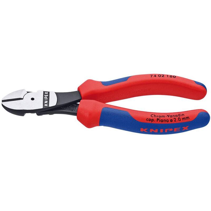 Pinzas de corte diagonal de alto apalancamiento KNIPEX de 6-1/4 pulgadas con agarre cómodo - 74 02 160