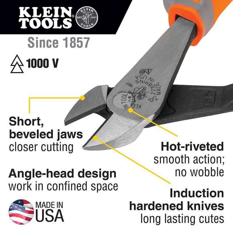 Herramientas Klein 8 pulgadas Pinzas de corte diagonal, aisladas, de alta palanca - 2288RINSSEN