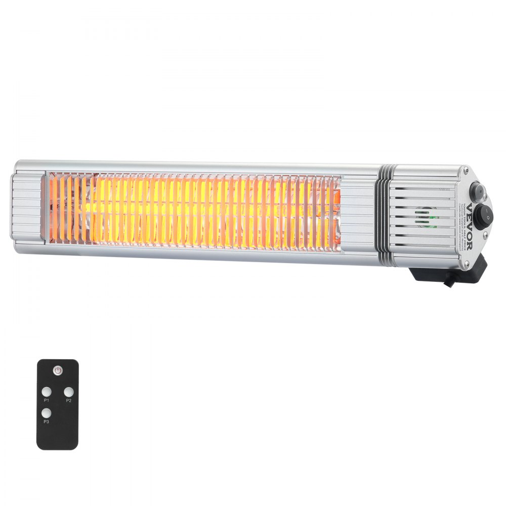 VEVOR Infrared Heater, 1500W Remote Control Electric Space Infrared Heater, IP65 Protection Carbon Infrared Outdoor Heater with 3 Speeds, for Porch,Patio,Dining Room,Studio,Backyard,Garage, Wall Mount - HWXJRQTXBG58AC4NKV1