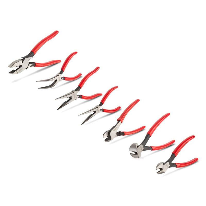 Set de 7 piezas de pinzas TEKTON (Cable, Diagonal, Extremo, Liniero, Largas, Deslizables) - PLR99010