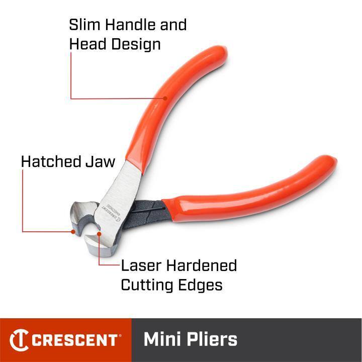 Pinzas cortadoras de extremo mini Crescent de 4 pulgadas con mangos sumergidos - 4MECNDG