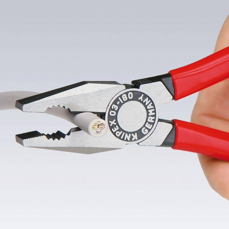 Pinzas combinadas de acero forjado de servicio pesado KNIPEX de 7 pulg. con filo de corte de 60 HRC - 03 01 180

(Note: "HRC" es la abreviatura de "Rockwell Hardness C," una medida de dureza en materiales como el acero)