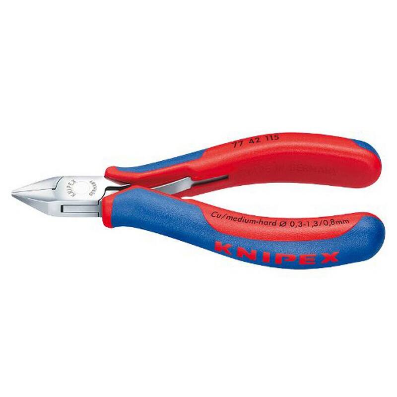 Pinzas cortadoras diagonales para electrónica KNIPEX de 4-1/2 in con agarre cómodo - 77 42 115